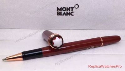 Copy Montblanc Rollerball Heritage Rouge et Noir Pen - Red & Rose Gold Star Clip